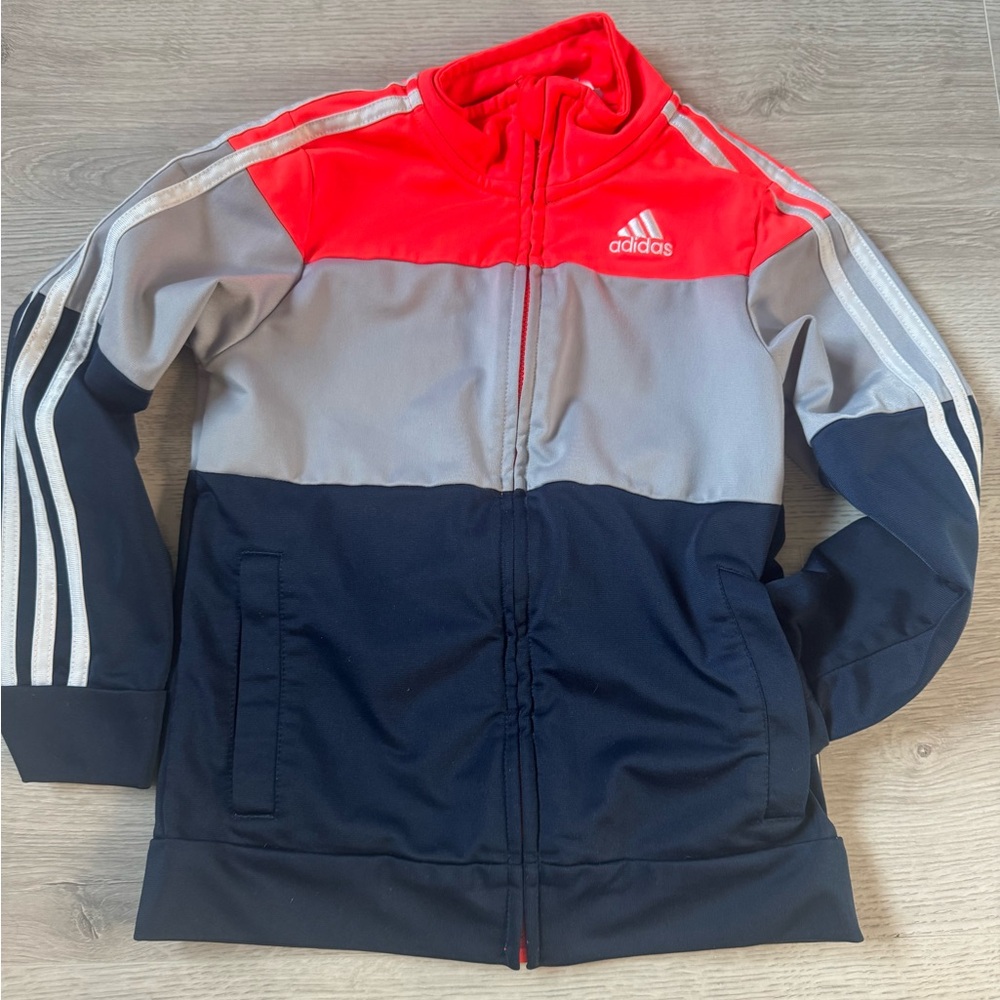 GUC Adidas | Orange/Gray/Blue Track Jacket | Full Zip + Collar | Size 6